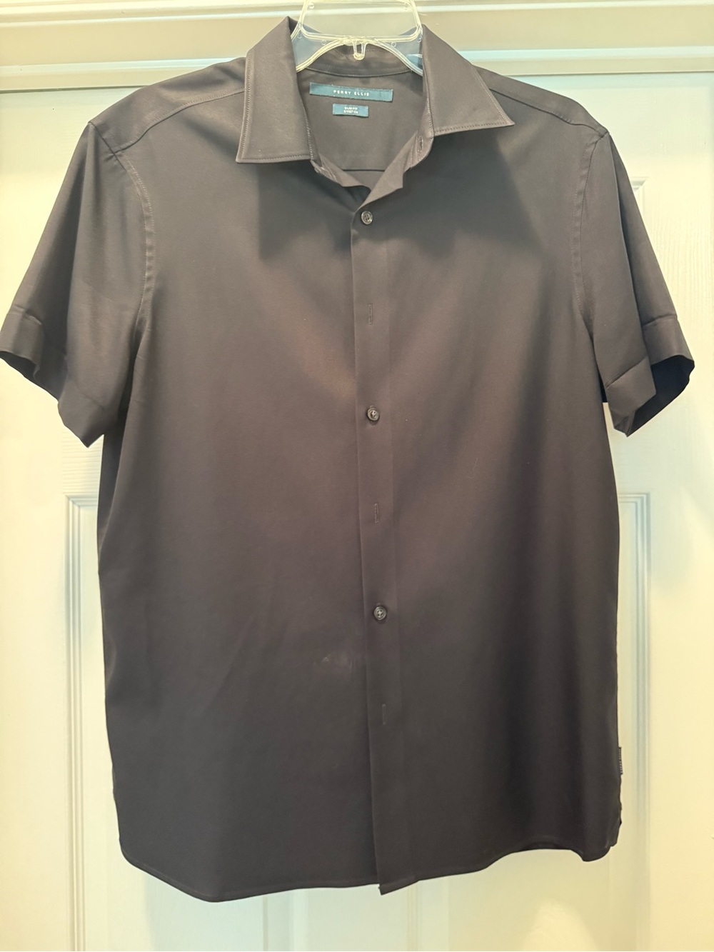 Perry Ellis Men's Short-Sleeve Button-Up Shirt - Black